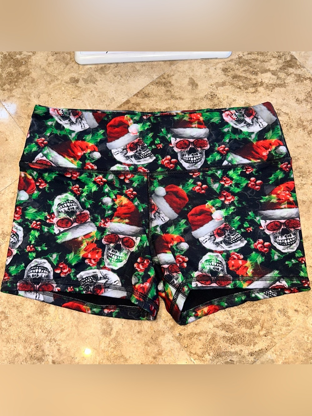 Fleo rare EVIL SANTAWomen’s Holiday Skull Print Stretch Shorts - PHR